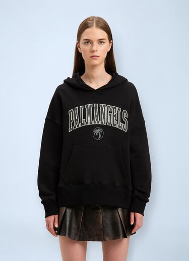Logo Motif Hooded Sweatshirt Palm Angels Logo Motif Hooded Sweatshirt Black pma0260062