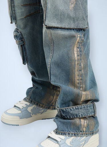 Metal Brushed Cargo Pants Palm Angels Metal Brushed Cargo Pants Blue pma0260072