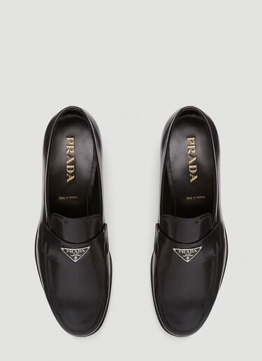 Prada Logo-Plaque Leather Loafers Black pra0141057