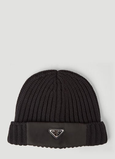 Re-Nylon Trimmed Beanie Hat Prada Re-Nylon Trimmed Beanie Hat Black pra0145016