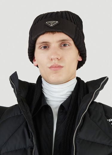Re-Nylon Trimmed Beanie Hat Prada Re-Nylon Trimmed Beanie Hat Black pra0145016