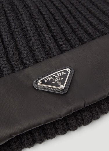 Re-Nylon Trimmed Beanie Hat Prada Re-Nylon Trimmed Beanie Hat Black pra0145016