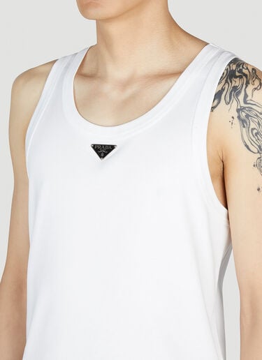 Logo Plaque Tank Top Prada Logo Plaque Tank Top White pra0153007