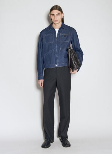 Logo Plaque Denim Jacket Prada Logo Plaque Denim Jacket Blue pra0156005