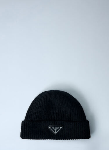 Logo Motif Beanie Hat Prada Logo Motif Beanie Hat Black pra0161022