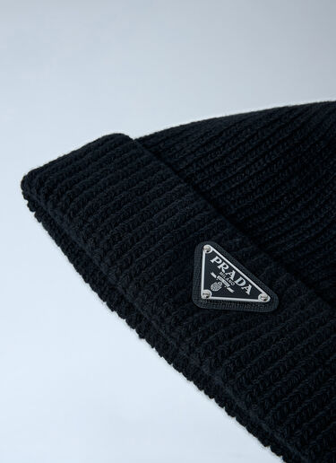 Logo Motif Beanie Hat Prada Logo Motif Beanie Hat Black pra0161022