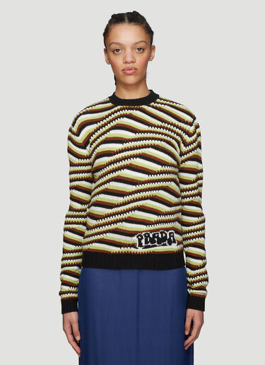 Striped Cashmere Sweater Prada Striped Cashmere Sweater Brown pra0235014