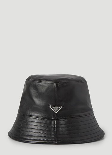 Leather Bucket Hat Prada Leather Bucket Hat Black pra0245062