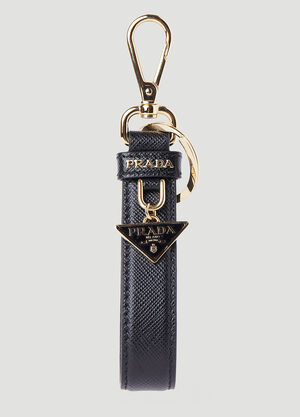 Prada Saffiano Leather Keychain Black pra0245069