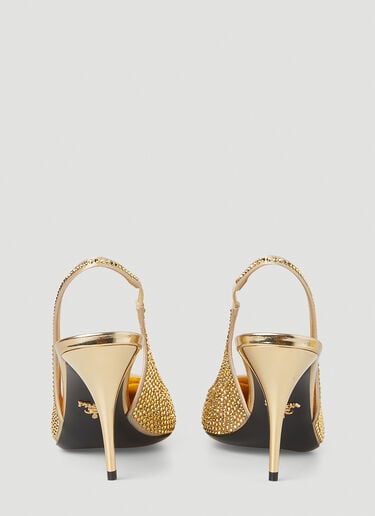 Crystal Embellished Slingback Heels Prada Crystal Embellished Slingback Heels Gold pra0251013