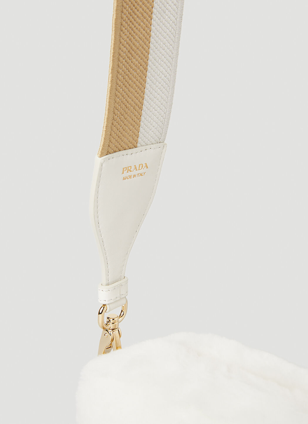 【関税&送料込】Prada White Shearling Crossbody Bag Prada Shearling Shoulder Bag in White | LN-CC