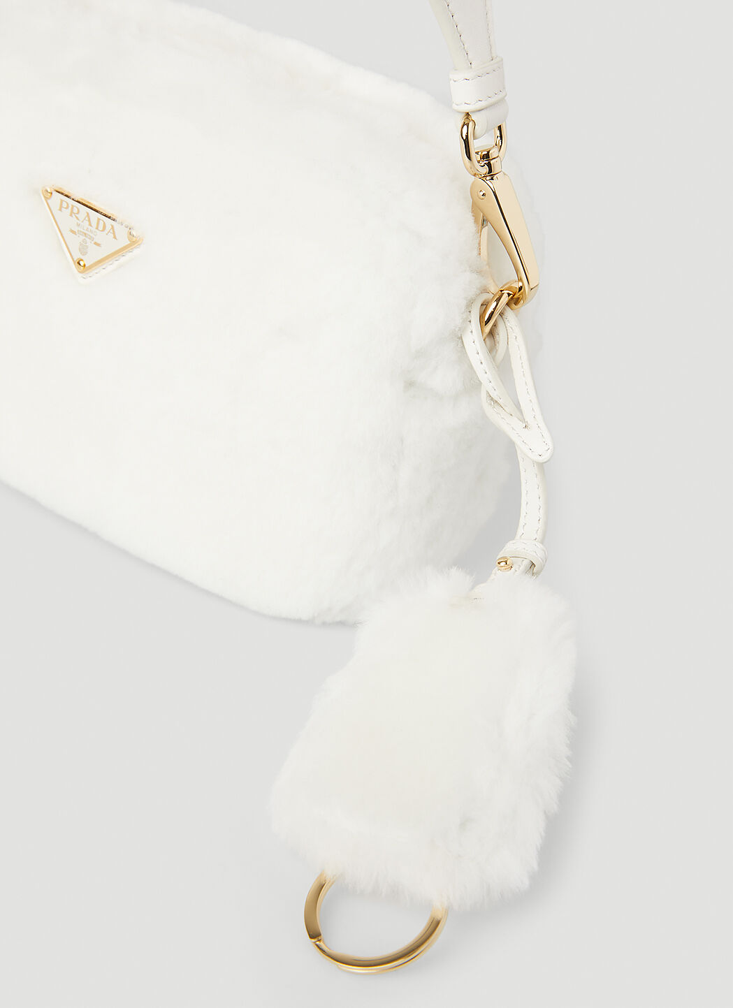 Prada Shearling Shoulder Bag in White | LN-CC