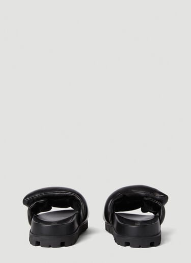 徽标铭牌衬垫拖鞋 Prada 徽标铭牌衬垫拖鞋 黑色 pra0252046