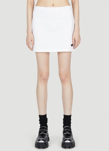 Logo Plaque Skirt Prada Logo Plaque Skirt White pra0253005
