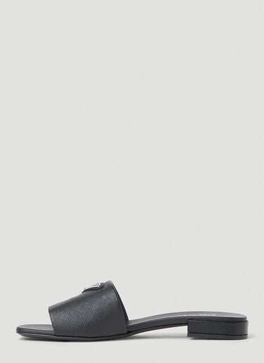 Logo Plaque Block Heel Sandals Prada Logo Plaque Block Heel Sandals Black pra0253009