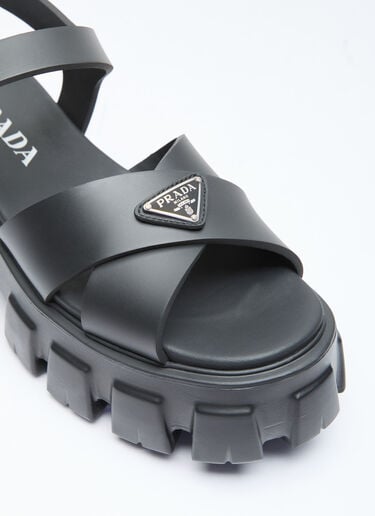 Prada 로고 플라크 고무 샌들 블랙 pra0256025