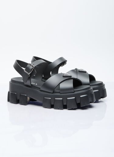 Prada 로고 플라크 고무 샌들 블랙 pra0256025
