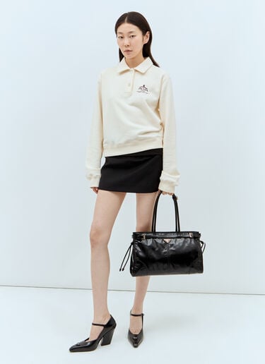 Prada 로고 프린트 폴로 탑  크림 pra0258005