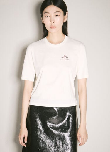 徽标印花短款 T 恤 Prada 徽标印花短款 T 恤 白色 pra0258008