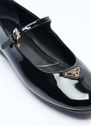Logo Plaque Patent Ballerina Flats Prada Logo Plaque Patent Ballerina Flats Black pra0258025