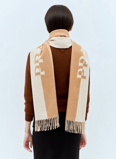 Logo Jacquard Wool Scarf Prada Logo Jacquard Wool Scarf Beige pra0258071