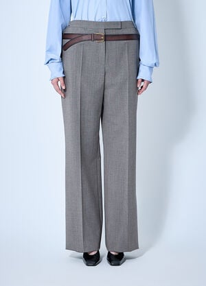 Prada プリントベルト付きテクニカルウールパンツ  ブラック pra0260065