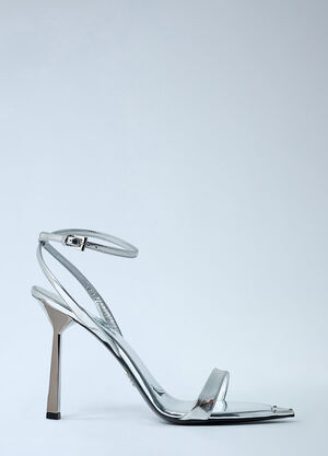 Prada Leather Heeled Sandals Silver pra0262020