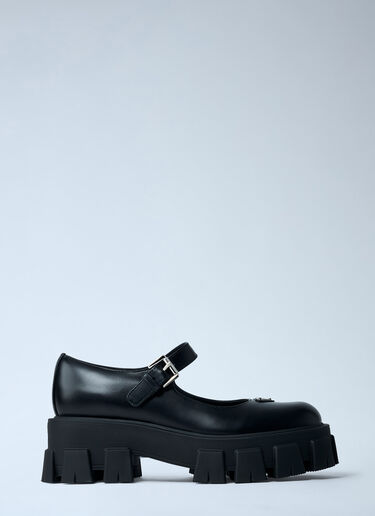 Leather Logo Plaque Platform Flats Prada Leather Logo Plaque Platform Flats Black pra0262052