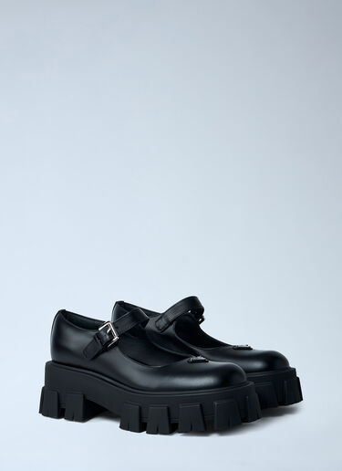 Leather Logo Plaque Platform Flats Prada Leather Logo Plaque Platform Flats Black pra0262052