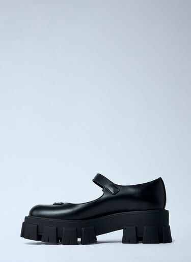 Leather Logo Plaque Platform Flats Prada Leather Logo Plaque Platform Flats Black pra0262052