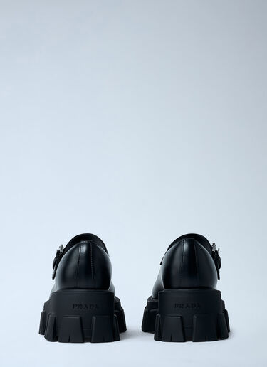 Leather Logo Plaque Platform Flats Prada Leather Logo Plaque Platform Flats Black pra0262052