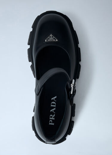Leather Logo Plaque Platform Flats Prada Leather Logo Plaque Platform Flats Black pra0262052