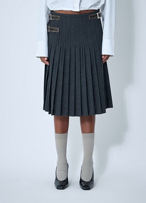 Prada 束带褶裥缝线半身裙 灰色 pra0262058