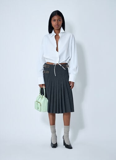 Pleated Rush Stitch Skirt With Belt Prada Pleated Rush Stitch Skirt With Belt Grey pra0262058