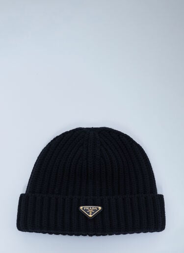 Logo Motif Beanie Hat Prada Logo Motif Beanie Hat Black pra0262122