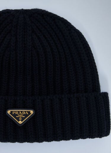 Logo Motif Beanie Hat Prada Logo Motif Beanie Hat Black pra0262122