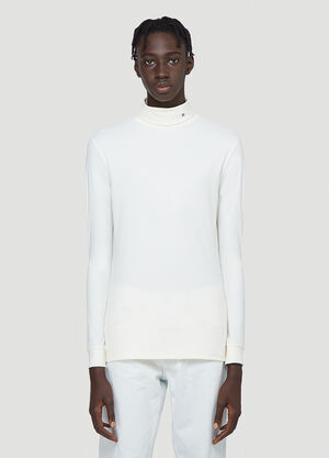 Pleats Please Issey Miyake R-Embroidered Turtleneck Top Cream raf0142005