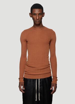 Rick Owens Ribbed Round Neck Sweater Beige ric0137010