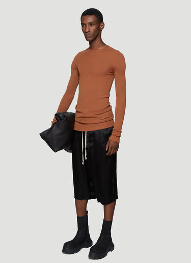 Ribbed Round Neck Sweater Rick Owens Ribbed Round Neck Sweater Beige ric0137010