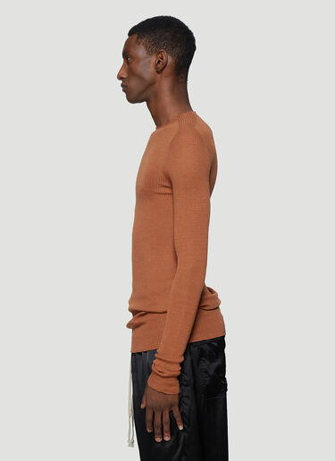 Ribbed Round Neck Sweater Rick Owens Ribbed Round Neck Sweater Beige ric0137010