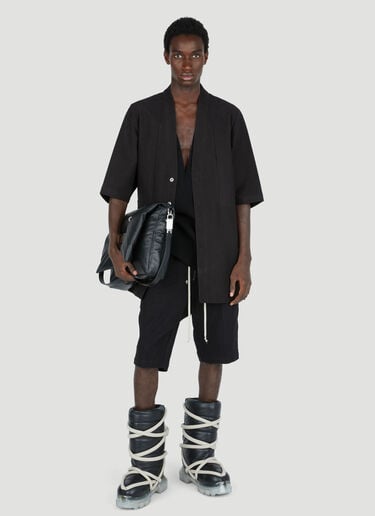 Rick Owens 斜纹短袖衬衫外套 黑 ric0153006