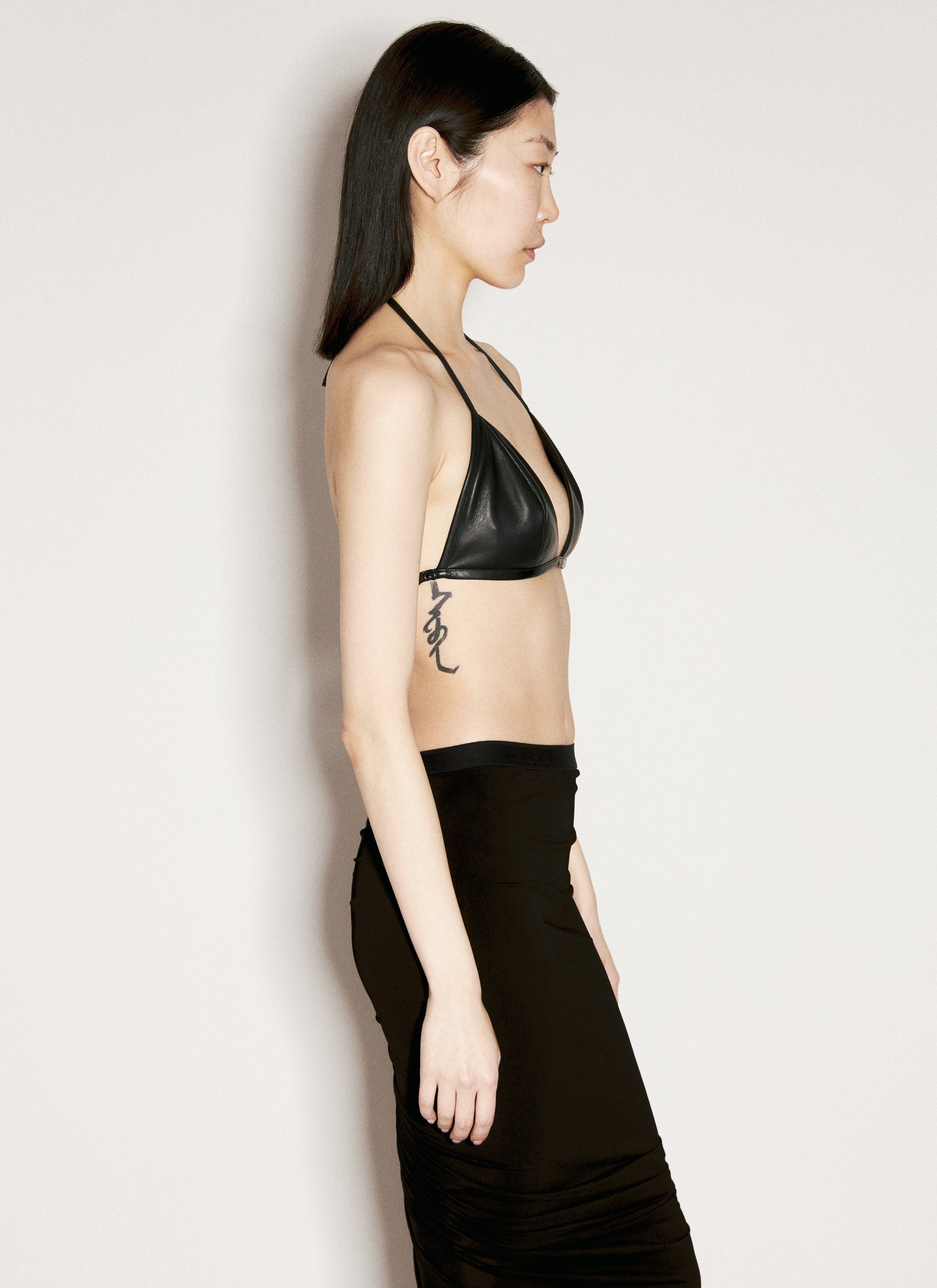 Rick Owens Women's' Triangle Leather Bra in Black | LN-CC®