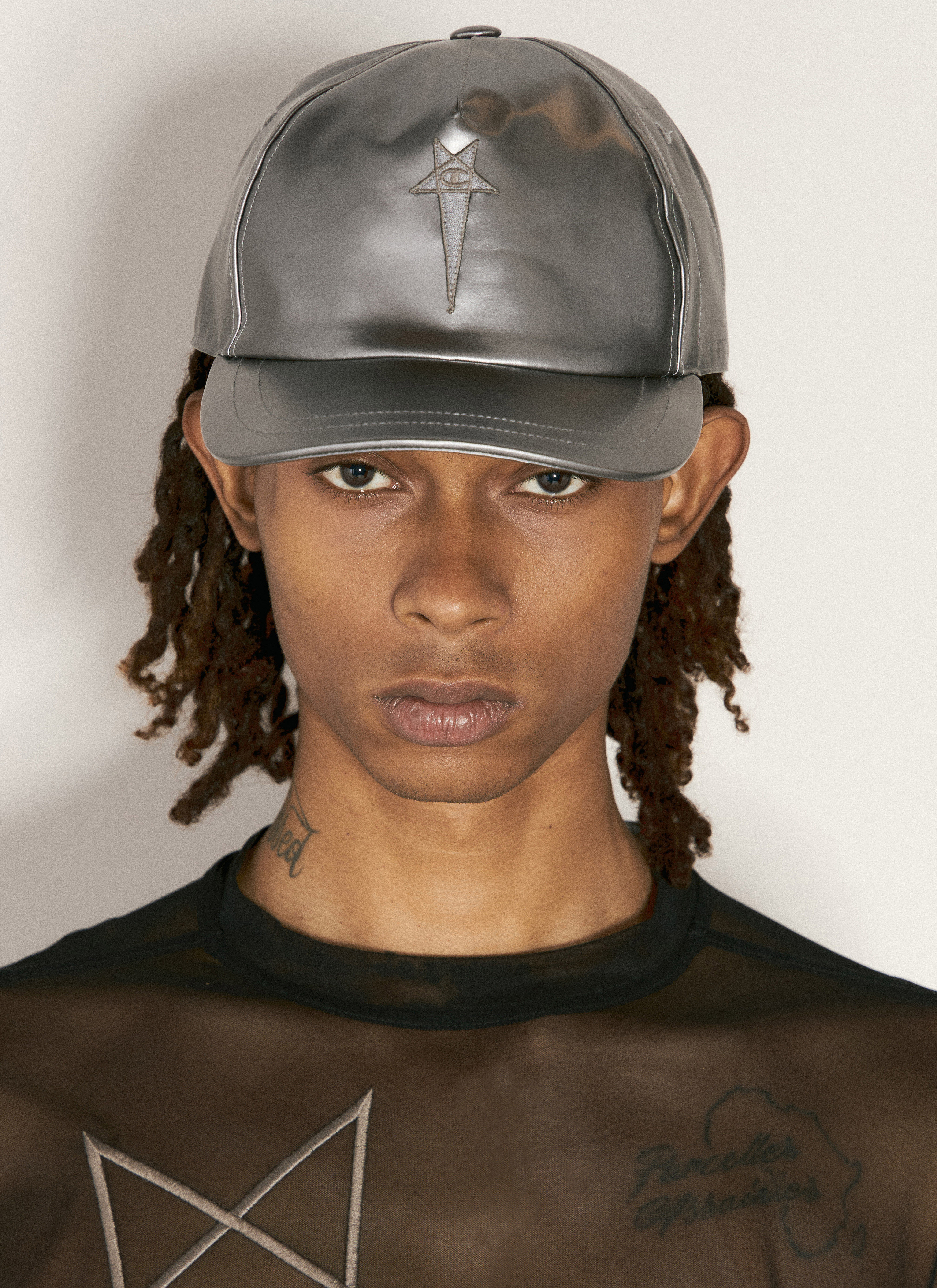 Rick Owens x Champion Men's' Metallic Baseball Cap in Silver