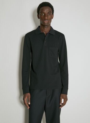 微型华夫格针织 Polo 衫 Saint Laurent 微型华夫格针织 Polo 衫 黑色 sla0154003
