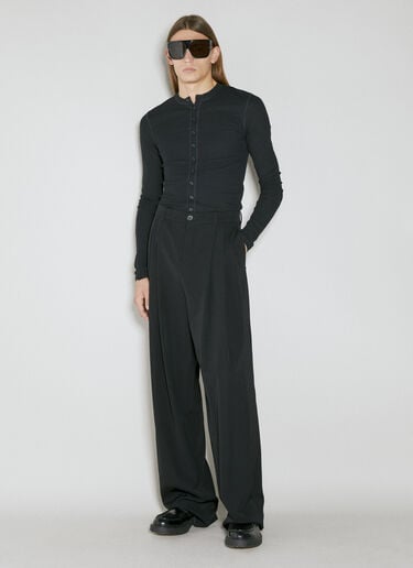 Saint Laurent 와이드 레그 울 팬츠 블랙 sla0154008