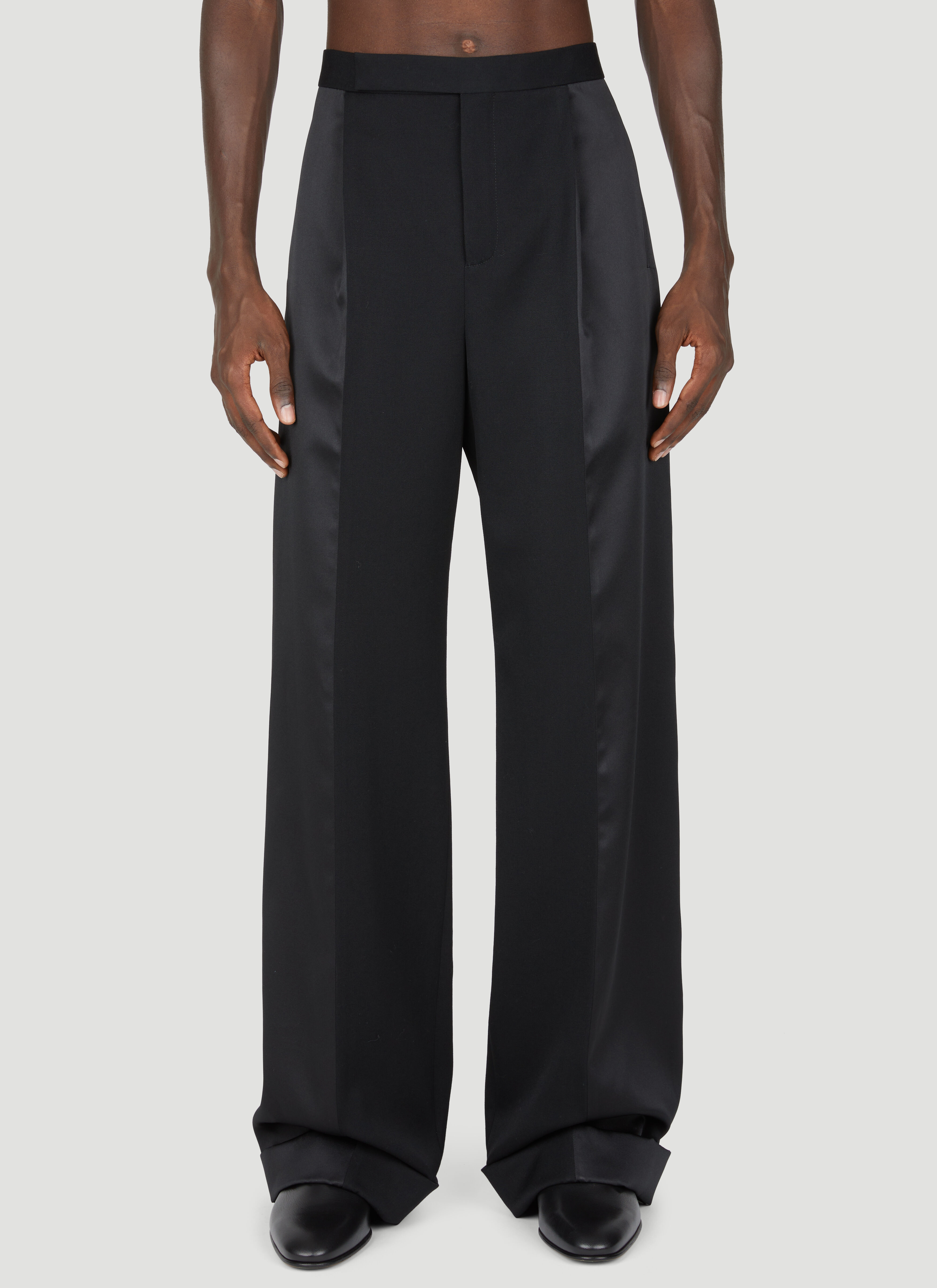Saint Laurent Men's' Flared Tuxedo Pants in Black | LN-CC®
