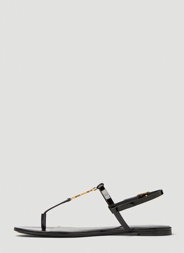 Saint Laurent Cassandra 老花铭牌凉鞋 黑色 sla0247061