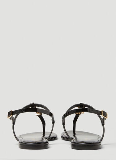 Saint Laurent Cassandra 老花铭牌凉鞋 黑色 sla0247061