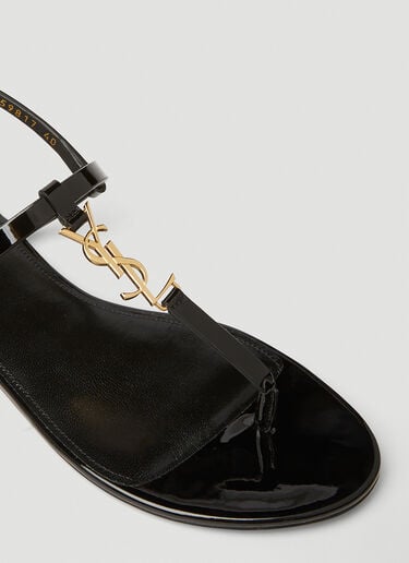 Saint Laurent Cassandra 老花铭牌凉鞋 黑色 sla0247061