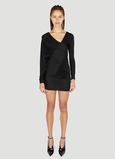 垂褶迷你连衣裙 Saint Laurent 垂褶迷你连衣裙 黑色 sla0251026